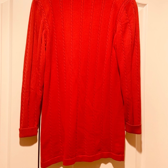 Long Red L/S Button Up Sweater - Picture 4 of 4